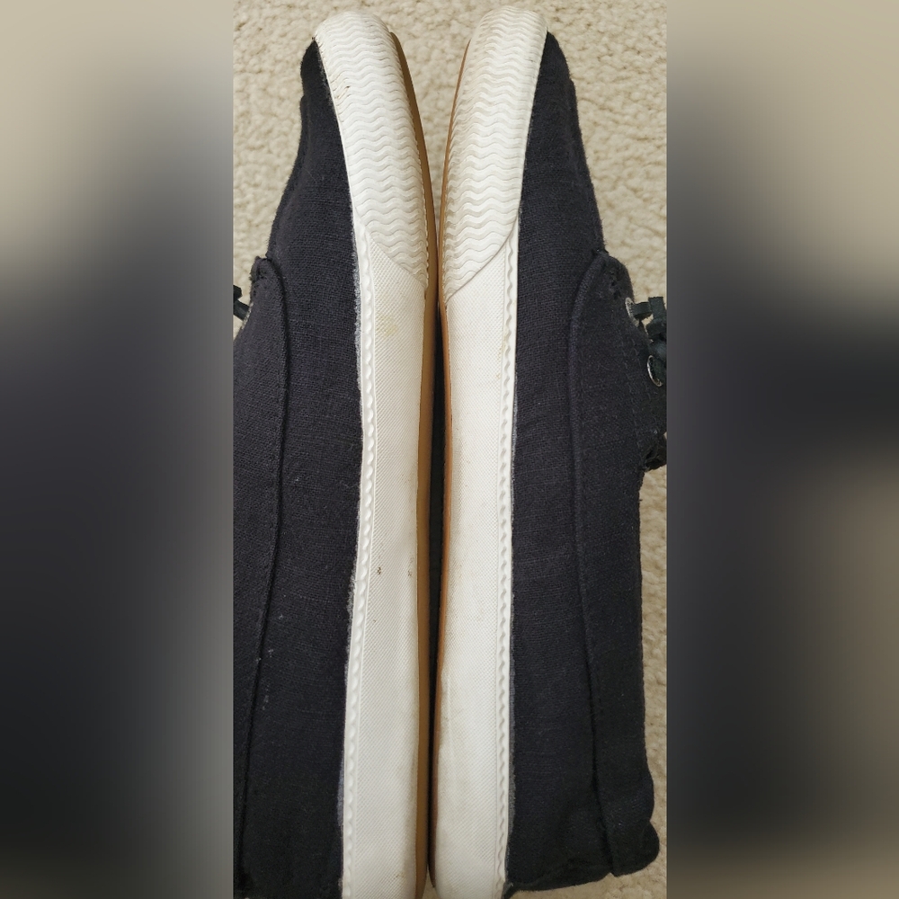 Black Canvas Sperry Boat Loafers Slip On Shoes 9 - Picture 7 of 7